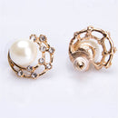 Golden Hoop Earring Simulated Pearl Round Earring Fashion Crystal Jewelry Charming Party Stud Ear
