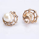 Golden Hoop Earring Simulated Pearl Round Earring Fashion Crystal Jewelry Charming Party Stud Ear