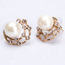 Golden Hoop Earring Simulated Pearl Round Earring Fashion Crystal Jewelry Charming Party Stud Ear