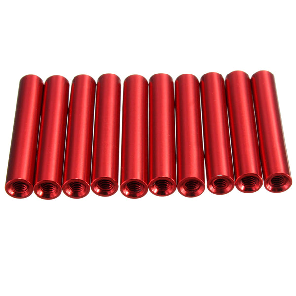 Suleve M3AR1 M3 Aluminum Alloy Standoff Studs 8-35mm Red Round PCB Board Spacers Standoffs 10pcs