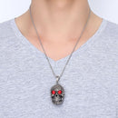 Fashion Men's Jewelry Titanium Steel Chain Red Eye Skull Pendant Necklace for Men