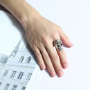 Cool Skull Head Adjustable Finger Ring Vintage Double Eagle Ring for Men