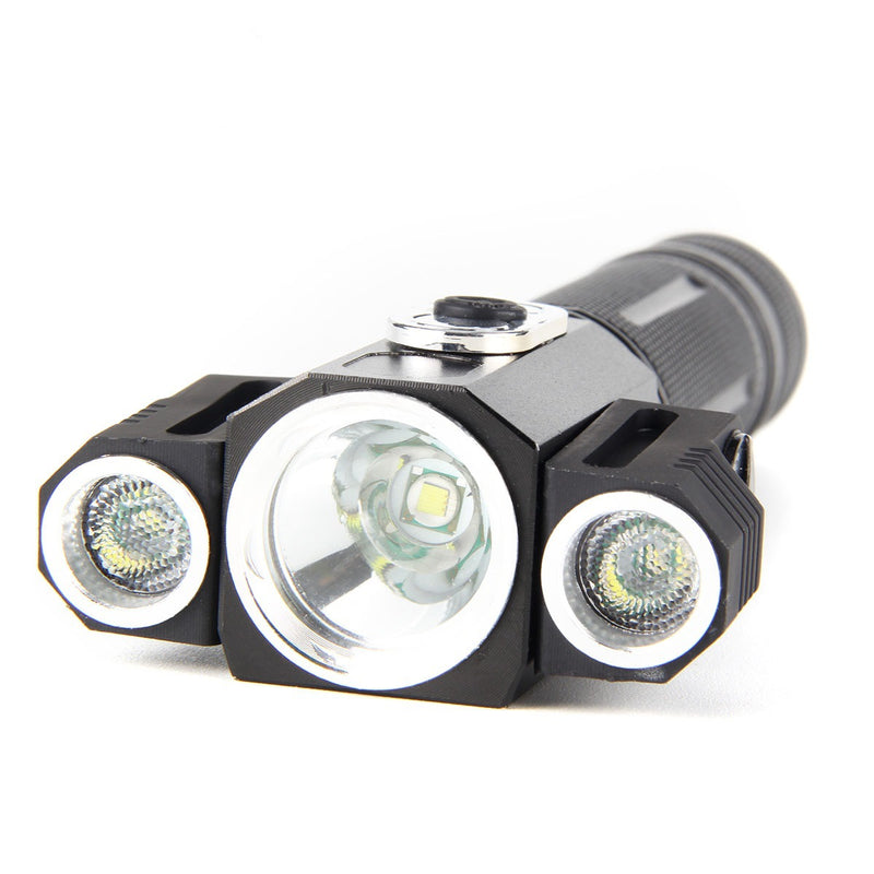 XANES G35 T6+XPE LED 4Modes 1800Lumens 180 Adjustable 3Head LED Flashlight Outdoor IPX4 Waterproof 18650 Flashlight