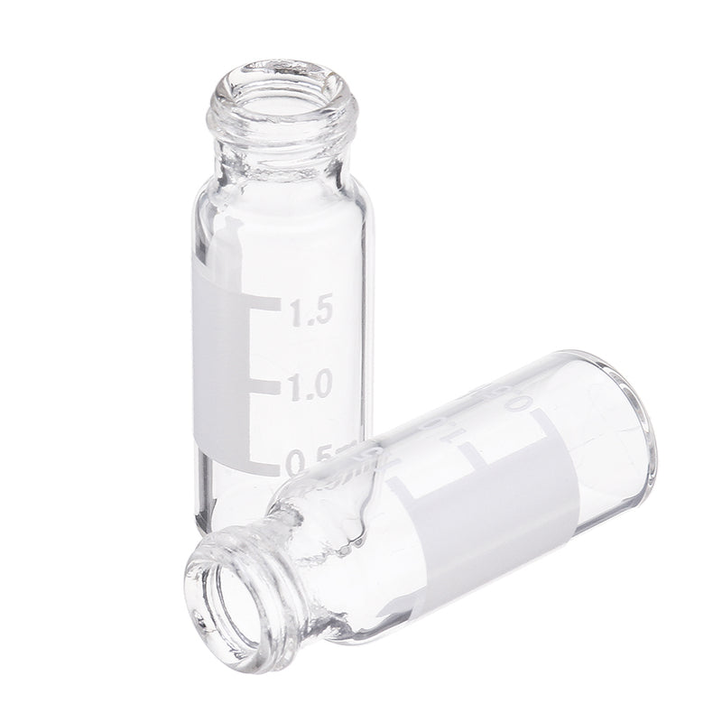 100Pcs/Set 2ml Graduated Clear Sample Vials Autosampler Vials Bottles Threaded Vial w/ Write-on Spot Screw Caps Septa