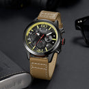 Megir 2110 Fashion Men Watch Waterproof Luminous Display Chronograph Leather Strap Sport Quartz Watch