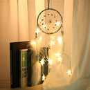 Handmade Dream Catcher Net With Feathers Beads Wall Hanging Decorations Stars String Lights