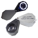 7801A Magnifier 6 LED Light,21mm Lens Foldable 30x Magnification Triplet Optic Lens Jeweler Loupe Ma