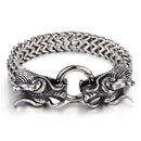 Cool Heavy Stainless Steel Silver Dragon Head Cuff Bangle Men's Bracelet