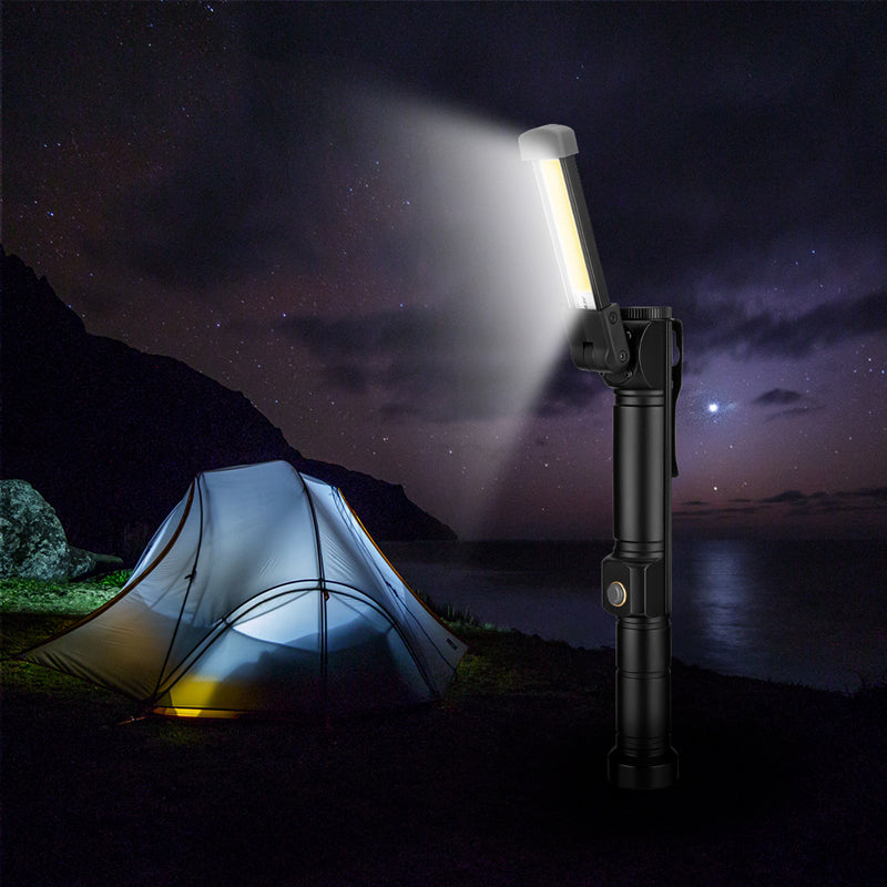 XANES W551 LED+COB 7Modes 180+180 Rotated Foldable Head Magnetic Tail USB Rechargeable Flashlight