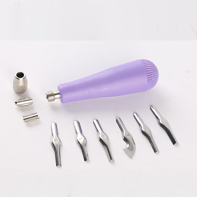 Stainless Steel Wood Carving Knife Paper Carving Chisel Hand Tools Handle + 6 Cutter Heads
