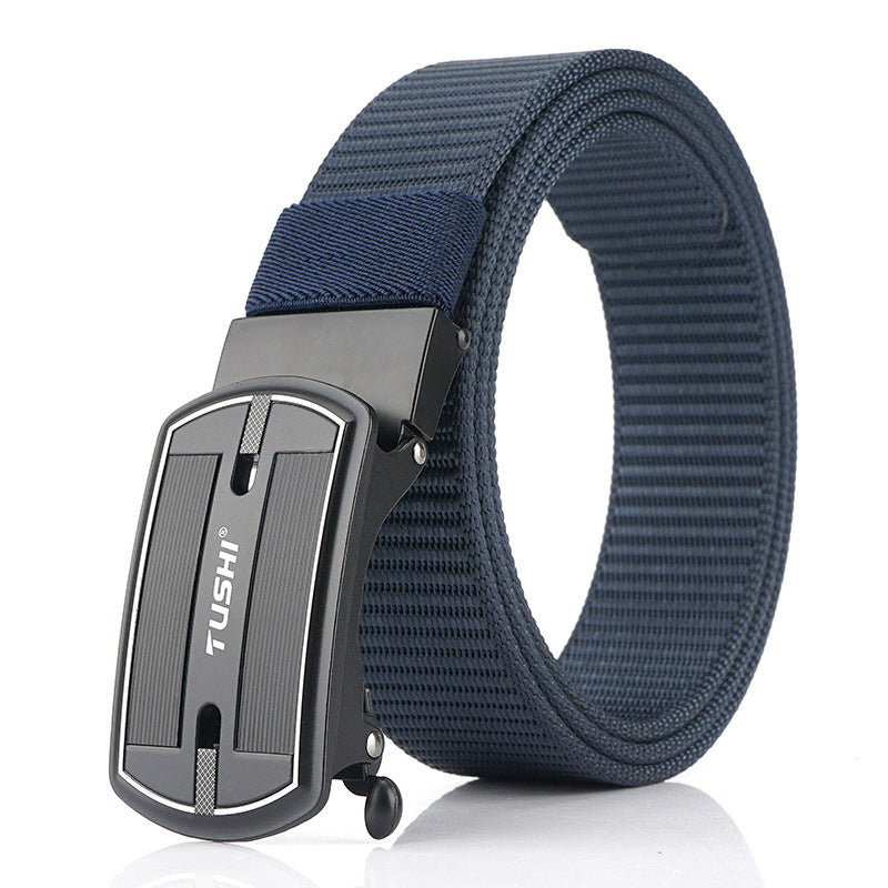TUSHI 125cm x 3.4cm Punch Free Automatic Quick Release Buckle Tactical Belt Casual Belts
