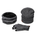 3 Pieces Set Winter Ski Warm And Gloves Cotton Unisex Hat Scarf Gloves Solid  For Men Women