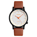SKMEI 1210 Fashion Watch Simple Style Leather Strap Casual Unisex Quartz Analog Wrist Watch