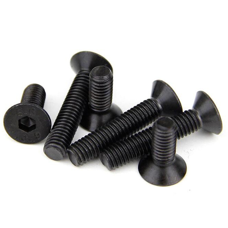 Suleve M2CH5 50Pcs M2 Hex Socket Countersunk Flat Head Screw Carbon Steel 10.9 Grade 4/5/6/8/10/12/14/16mm Optional