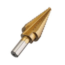 Drillpro 5Pcs Titanium Plating 1/8-1-3/8 Inch Step Drill Bit Set Hole Puncher for Metal Wood Steel