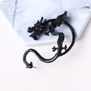 Unisex Statement Punk Dragon Ear Cuff Black Gold Ear Clip Stud Earrings
