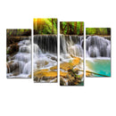 Miico Hand Painted Four Combination Decorative Paintings Ancient Small Waterfall Wall Art For Home Decoration