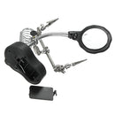 LED Light Soldering Iron Stand Holder Helping Hands Magnifying Glass Magnifier