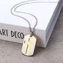 Classic Cross Pendant Necklace Stainless Steel Hang Tag Chain Necklace for Men