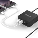 ORICO USB Charger 4 Port EU Plug Universal Smart Phone USB Charger 5V 6.0A 30W Output for iPhone 11 Pro X XR XS Max 8 Plus for Samsung S9/S9+ S8 Note 9 - White