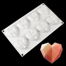 8 Grids Diamond Heart Dessert 3D Cake Mold Art Mousse Silicone Mould