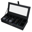 5 Grids Glasses Storage Box +2 Grids Watch Storage Box Display Case PU Leather