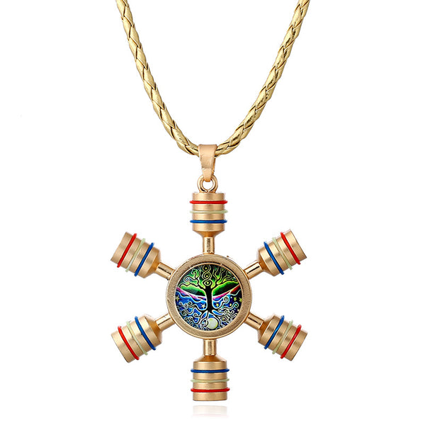 Unisex Fidget Spinner Pendant Necklace Tree of Life Chain for Women Men