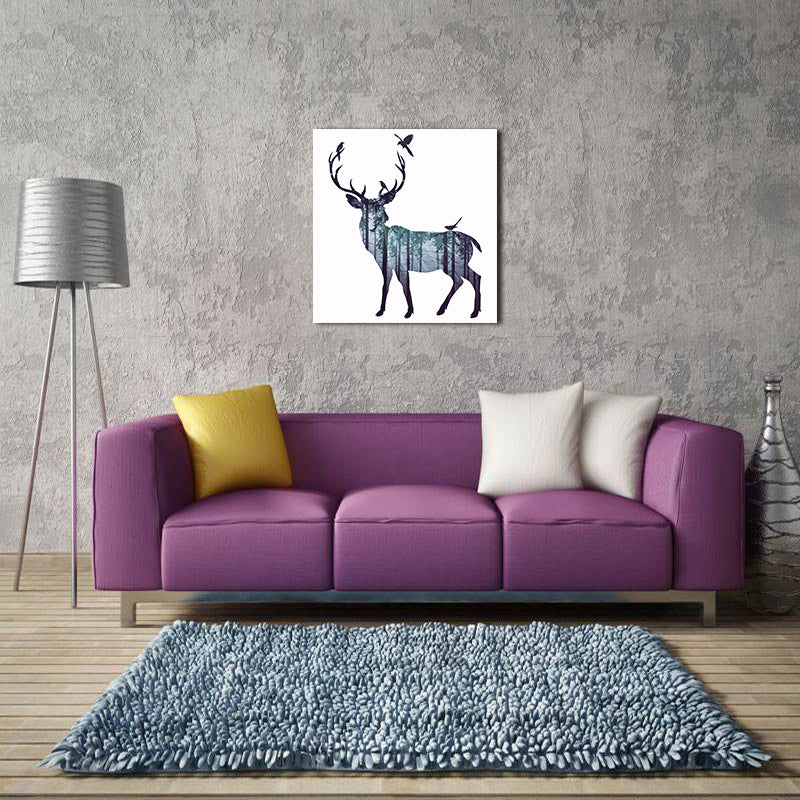 Miico Hand Painted Oil Paintings Simple Style-A Side Face Deer Wall Art For Home Decoration Painting