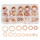 150Pcs Solid Copper Washers Sump Plug Assorted Washer Set Plastic Box 15 Sizes