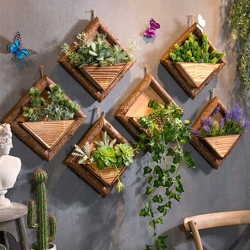 Wooden Wall Mounted Hanging Rack Storage Shelf DIY Plant Flower Decoration