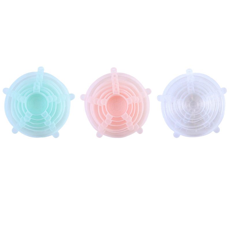 6Pcs/set Silicone Stretch Suction Lids Reusable Cover Pan Bowl Stopper Kitchen Storage Container