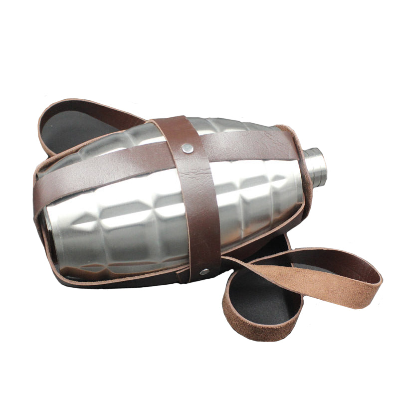 KCASA 64oz Landmine 3 KG 304 Stainless Steel Hip Flask Metal Alcohol Bottles Leather Holsters Flask