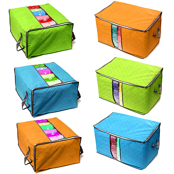 Foldable Clothes Storage Bag Pillow Blanket Quit Closet Organizer Pouch