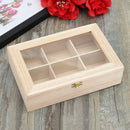 6 Compartments Wooden Tea Bag Box Kitchen Spice Display Storage Chest Essential Oil Container