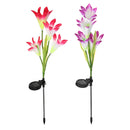 2pcs 4LED Solar Power Lily Flower Stake Light Multicolor Changing Waterproof Outdoor Garden Lamps