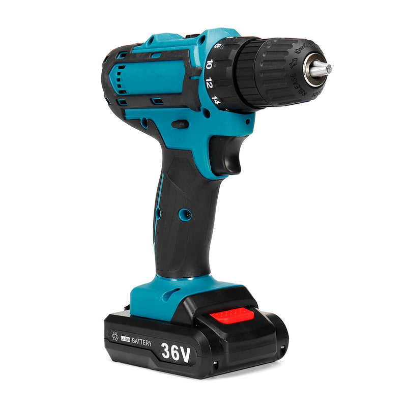 36V Rechargable Lithium Power Dirlls Cordless Electric Drill Set 2 Speed Adjustment LED Lighting Screw Driver Tool With 1 Or 2 Batteries