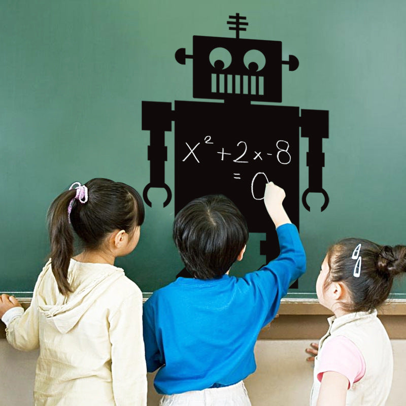 New 70X50CM Blackboard Black Robot Wall Sticker Home Decoration