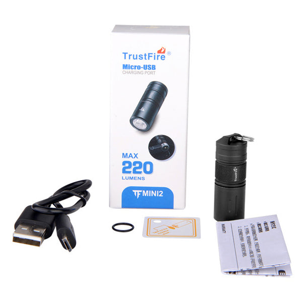 TRUSTFIRE MINI2 220lm USB Rechargeable 10180 LED Keychain Light IPX8 Waterproof EDC Flashlight