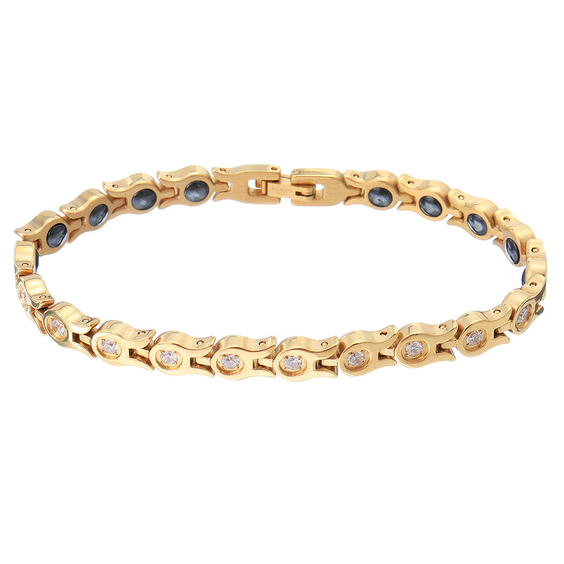 Fashion Magnetic Therapy Gold Chain Bracelet Zirconia Stainless Steel Bracelet For Women
