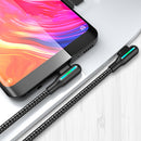 WSKEN 3A 90 Degree Elbow RGB LED Type-C Fast Charging Data Cable for Samsung S10+ Xiaomi 9T Redmi Note8 HUAWEI P30Pro