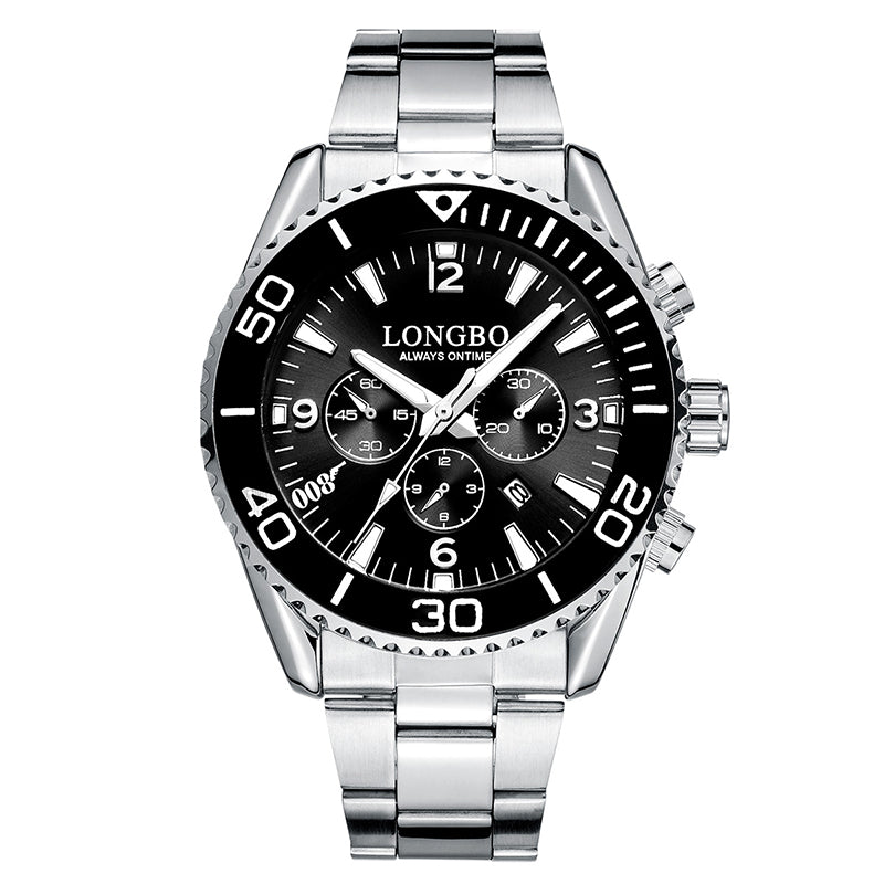 LONGBO 80523 Fashion Full Steel Luminous Display Waterproof Business Style Men Quartz Watch