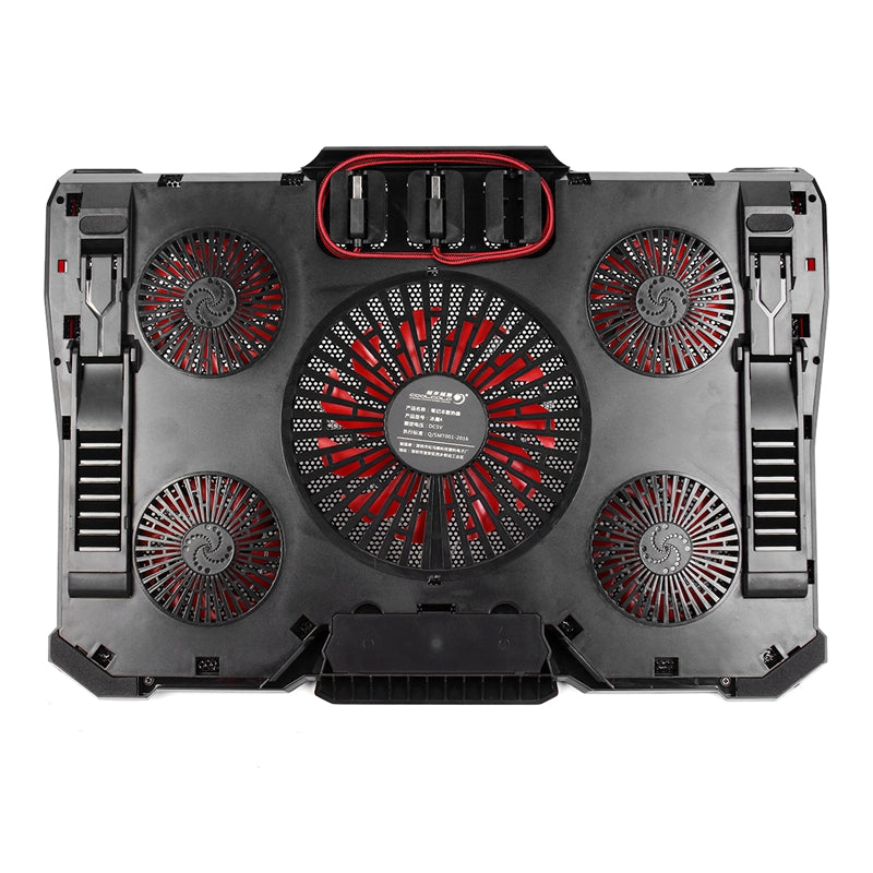 Notebook Cooling Fan Laptop Cooler Pad Air-cooled 5 LED Fans 2 USB Ports For 12-17 inch Laptop