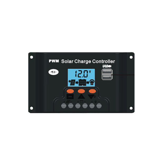 10/20/30A 12/24V Solar Charge Controller Dual USB LCD Display Solar Panel Controller Optical Control + Delay Adjustable