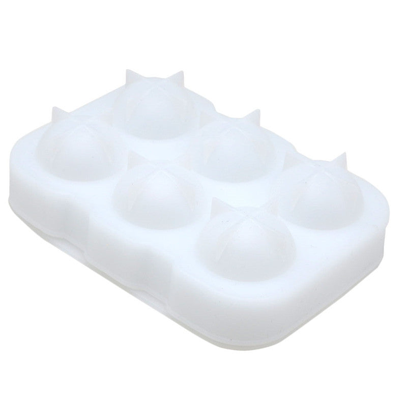KCASA KC-IT02 6 Holes Large Ball Shape Silicone Ice Cube Sphere Whiskey Cocktail Ice Mold Tray