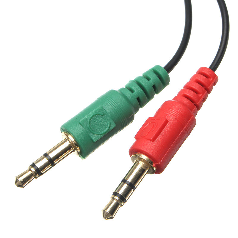 3.5mm Female to 2 Dual 3.5mm Male Headphone Mic Audio Splitter Cable For Tablet PC Laptop Computer