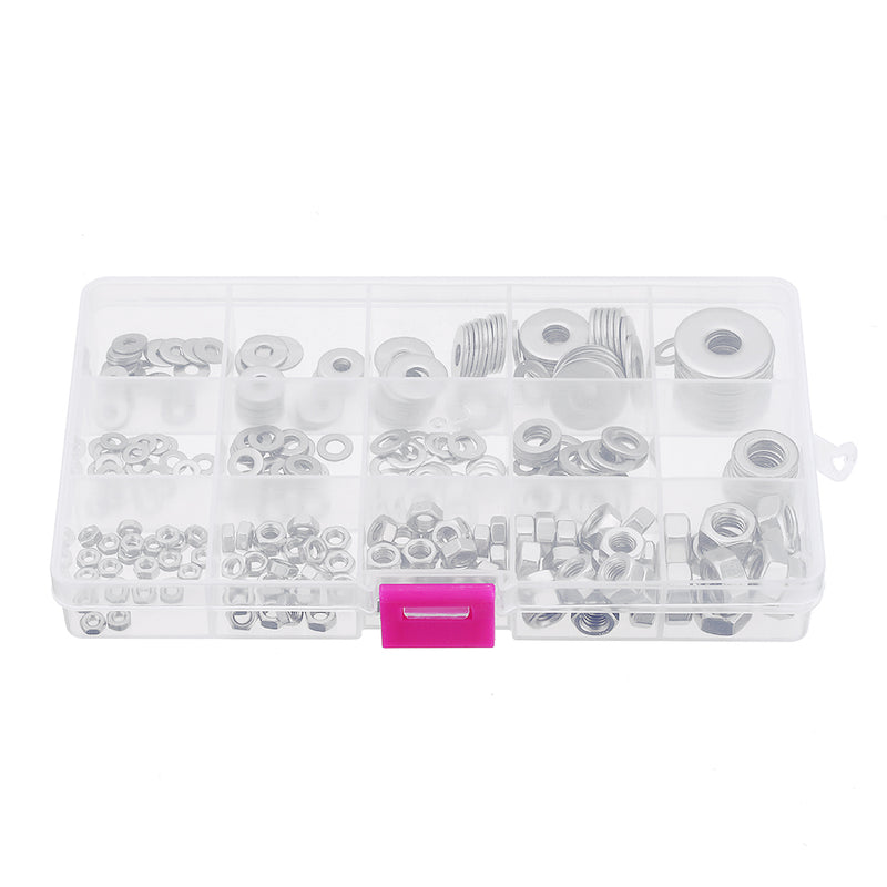 Suleve MXSW6 270Pcs Stainless Steel Flat Washer Fender Washer Hex Nut M3/M4/M5/M6/M8 Assortment Kit
