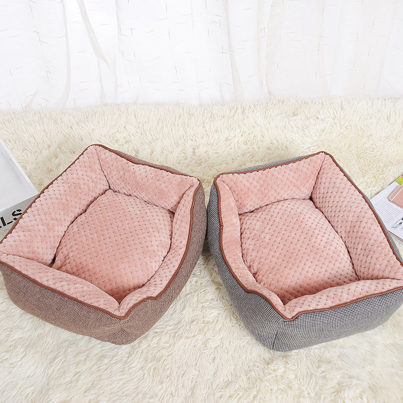 Cotton Linen Corn Kernels Pet Dog Cat Bed for Small Medium Pet Bed