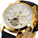 JARAGAR F120504 Fashion Automatic Mechanical Watch Date Display Leather Strap Men Wrist Watch