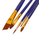 5pcs Nylon Hair Paint Brush Set Artist Watercolor Acrylic Oil Painting Supplies-Dark Blue Handle