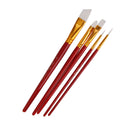 5pcs Nylon Hair Paint Brush Set Artist Watercolor Acrylic Gouache Painting Supplies Dark Red